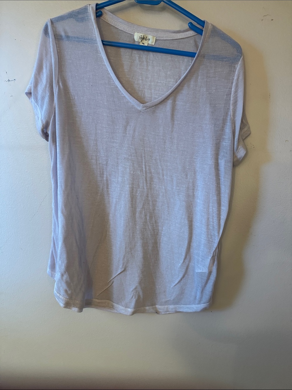 Style & Co. Light Lilac V-Neck Short Sleeve Tee